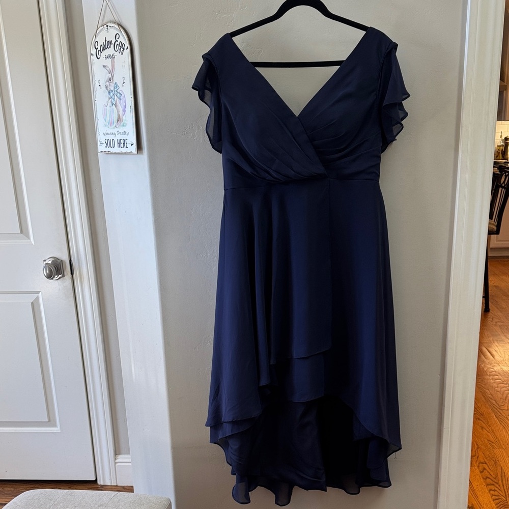 Elegant wedding Navy Blue High Low Dress - 14
